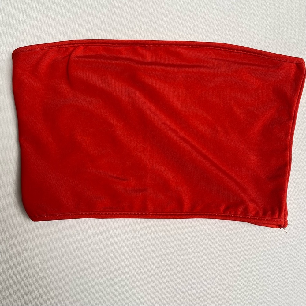 Orange Strapless Crop Top